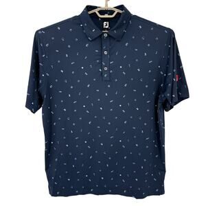 FootJoy Mens Performance Golf Polo Shirt Tees Glove Drink Ball Print Size XL
